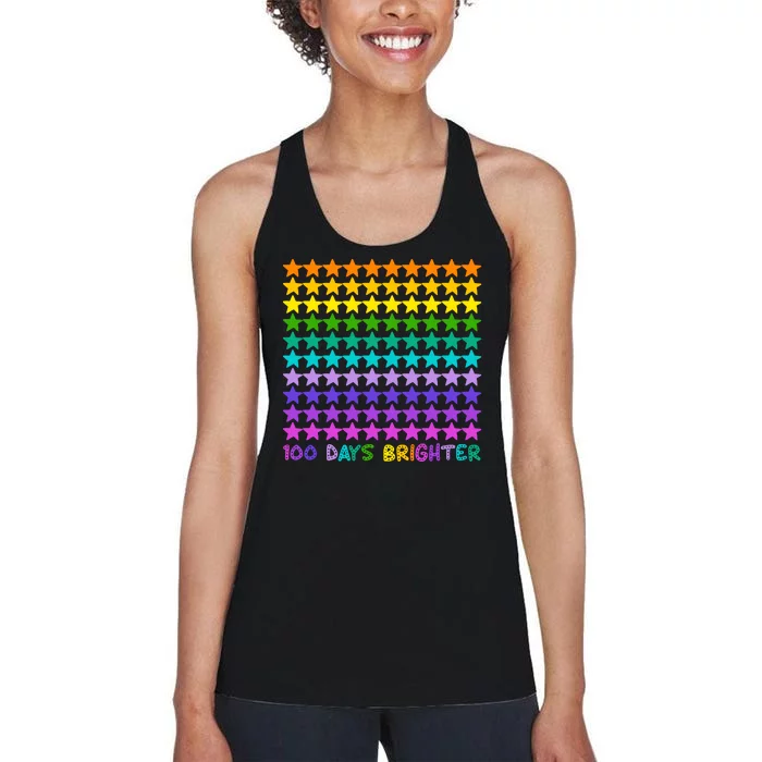 100 Days Of School Brighter Rainbow Star Women's Racerback Tank