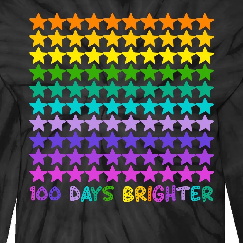 100 Days Of School Brighter Rainbow Star Tie-Dye Long Sleeve Shirt