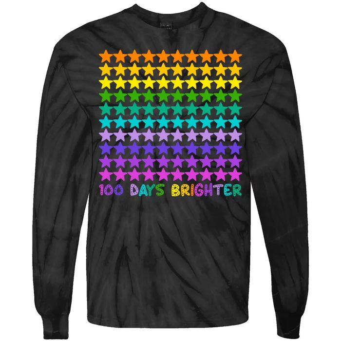 100 Days Of School Brighter Rainbow Star Tie-Dye Long Sleeve Shirt