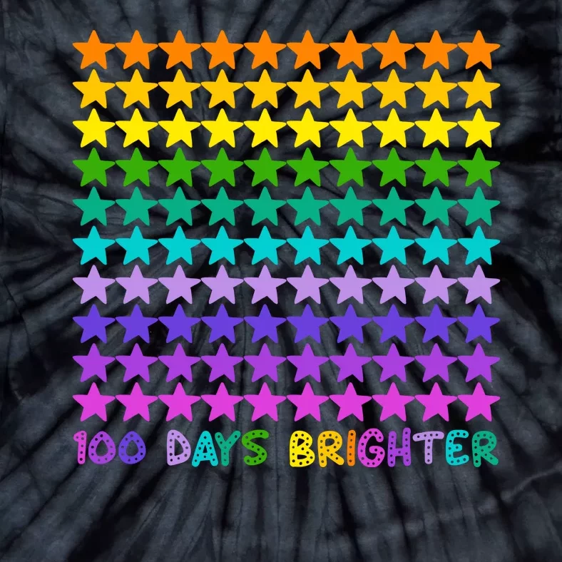 100 Days Of School Brighter Rainbow Star Tie-Dye T-Shirt