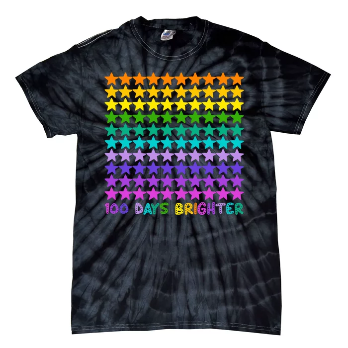 100 Days Of School Brighter Rainbow Star Tie-Dye T-Shirt