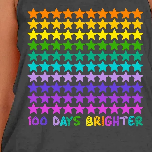 100 Days Of School Brighter Rainbow Star Women's Knotted Racerback Tank