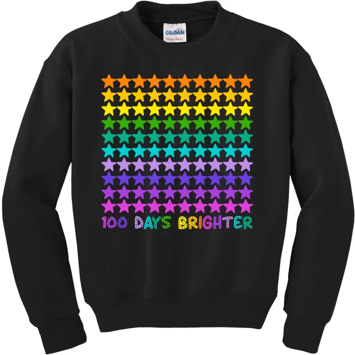 100 Days Of School Brighter Rainbow Star Kids Sweatshirt