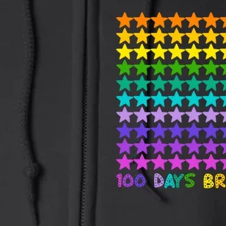 100 Days Of School Brighter Rainbow Star Full Zip Hoodie