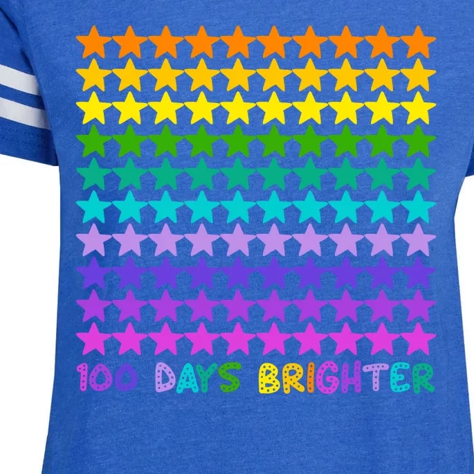 100 Days Of School Brighter Rainbow Star Enza Ladies Jersey Football T-Shirt