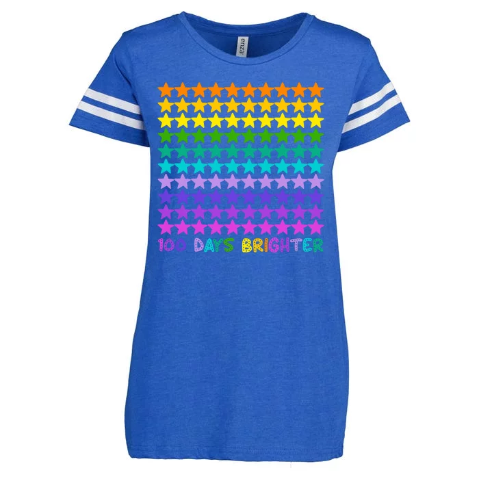 100 Days Of School Brighter Rainbow Star Enza Ladies Jersey Football T-Shirt