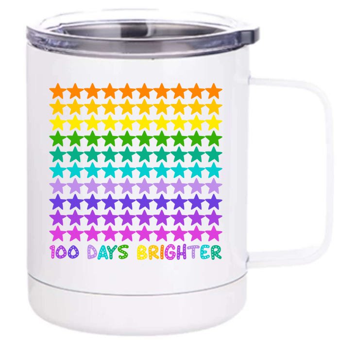 100 Days Of School Brighter Rainbow Star Front & Back 12oz Stainless Steel Tumbler Cup