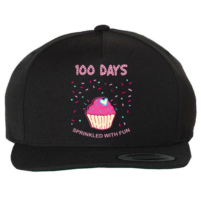 100 Days Of School Sprinkled With Fun Cupcake Wool Snapback Cap