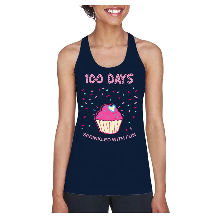 100 Days Of School Sprinkled With Fun Cupcake Women's Racerback Tank