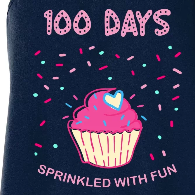 100 Days Of School Sprinkled With Fun Cupcake Women's Racerback Tank