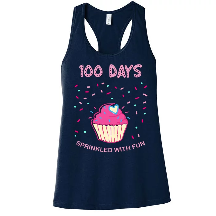 100 Days Of School Sprinkled With Fun Cupcake Women's Racerback Tank