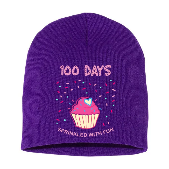 100 Days Of School Sprinkled With Fun Cupcake Short Acrylic Beanie