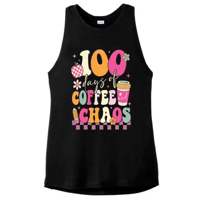 100 Days Of School Coffee Lover 100th Day Of School Teacher Ladies Tri-Blend Wicking Tank