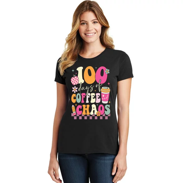 100 Days Of School Coffee Lover 100th Day Of School Teacher Women's T-Shirt