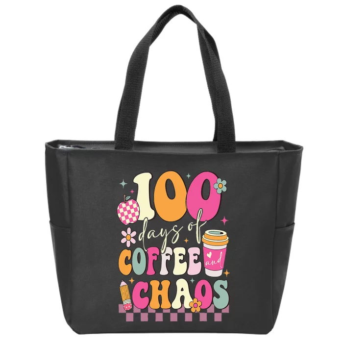 100 Days Of School Coffee Lover 100th Day Of School Teacher Zip Tote Bag