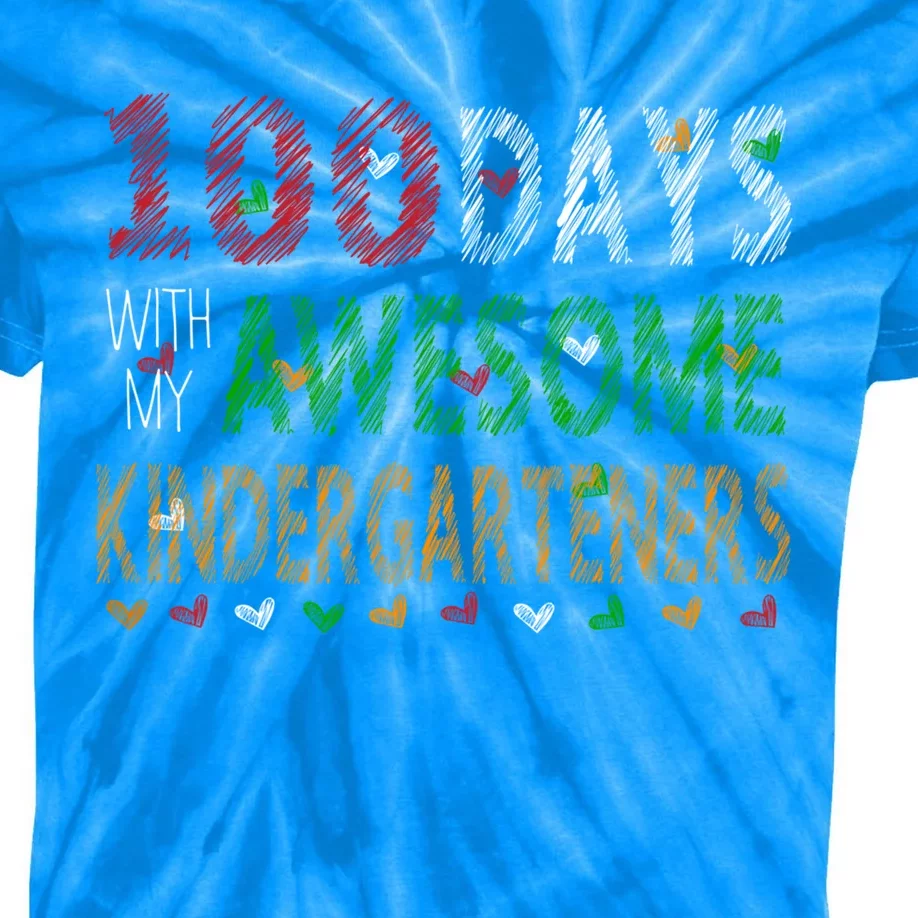 100 Days Of School Gift Teacher Gift Kindergarten Cool Gift Kids Tie-Dye T-Shirt