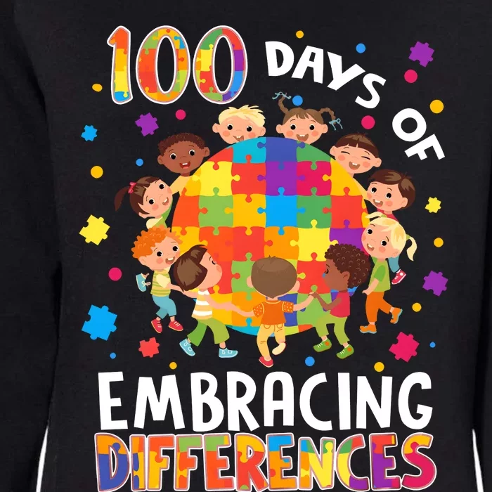 100 Days Of Embracing Differences Autism Awareness Womens California Wash Sweatshirt