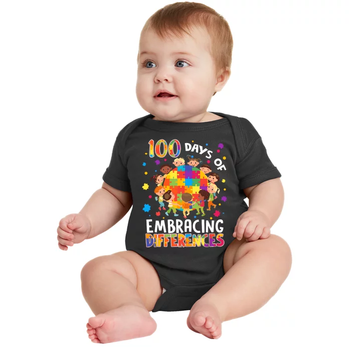 100 Days Of Embracing Differences Autism Awareness Baby Bodysuit