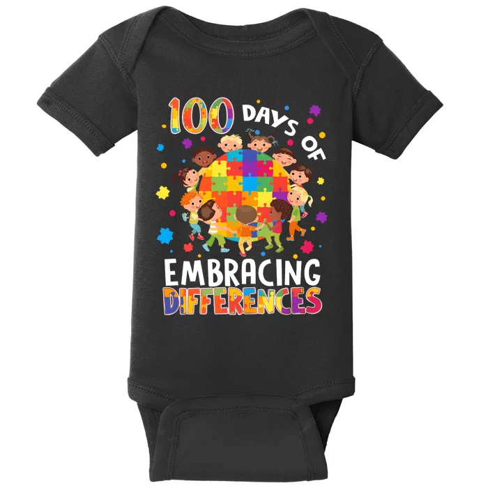 100 Days Of Embracing Differences Autism Awareness Baby Bodysuit