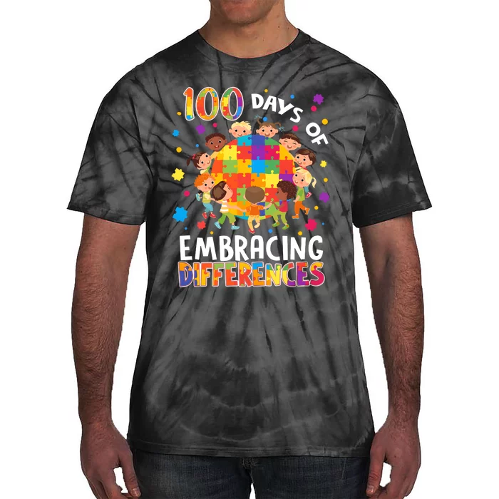 100 Days Of Embracing Differences Autism Awareness Tie-Dye T-Shirt