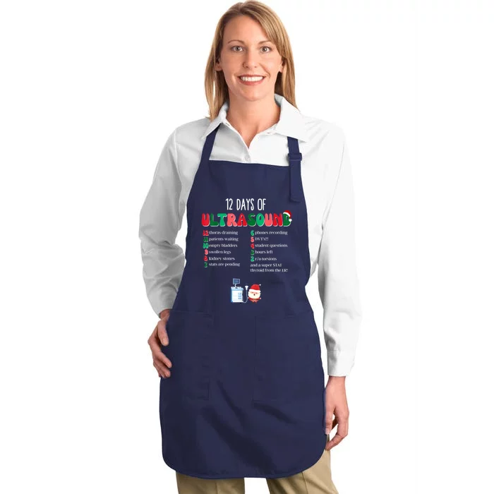 12 Days Of Ultrasound Tech Sonographer Christmas Women Full-Length Apron With Pocket