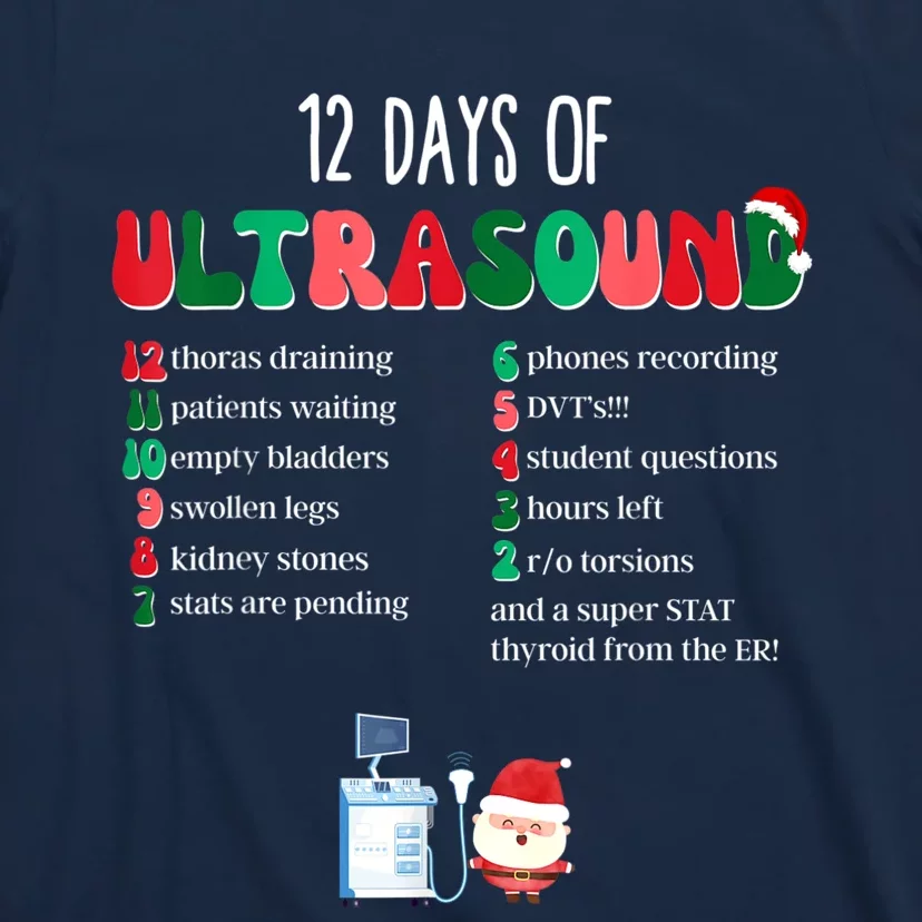 12 Days Of Ultrasound Tech Sonographer Christmas Women T-Shirt