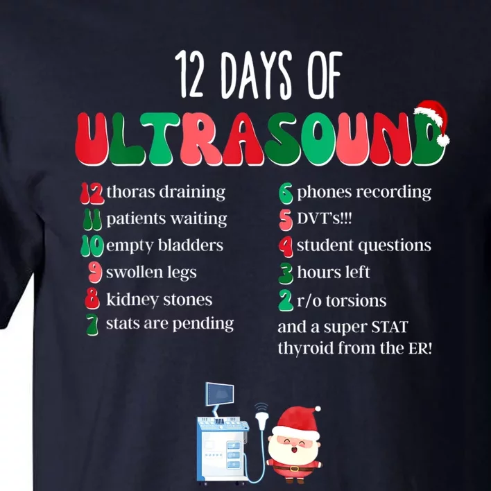 12 Days Of Ultrasound Tech Sonographer Christmas Women Tall T-Shirt