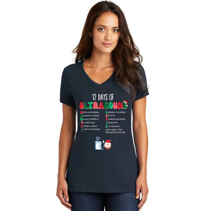 12 Days Of Ultrasound Tech Sonographer Christmas Women Women's V-Neck T-Shirt