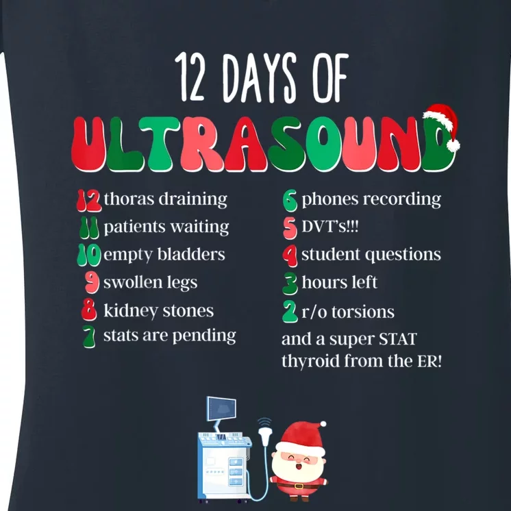 12 Days Of Ultrasound Tech Sonographer Christmas Women Women's V-Neck T-Shirt