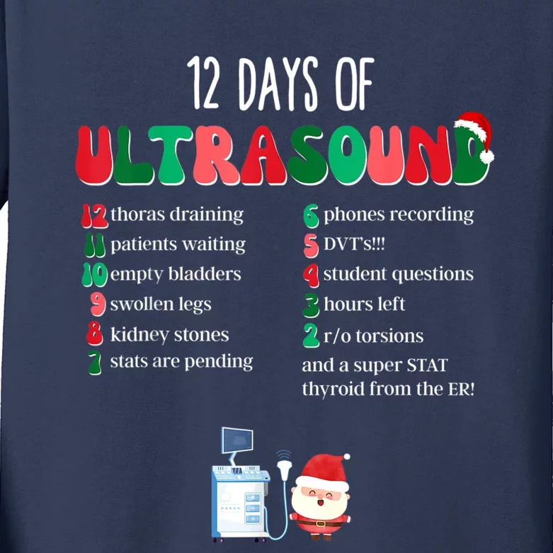 12 Days Of Ultrasound Tech Sonographer Christmas Women Kids Long Sleeve Shirt