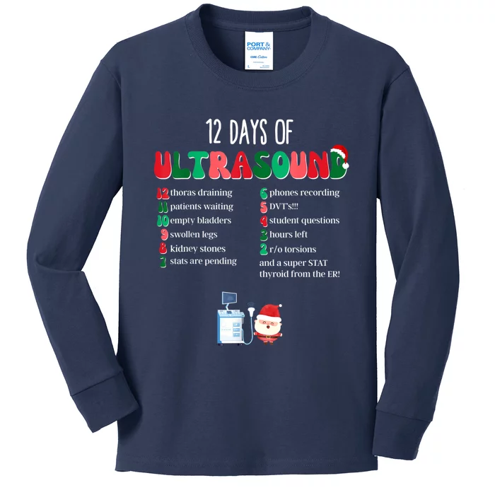 12 Days Of Ultrasound Tech Sonographer Christmas Women Kids Long Sleeve Shirt