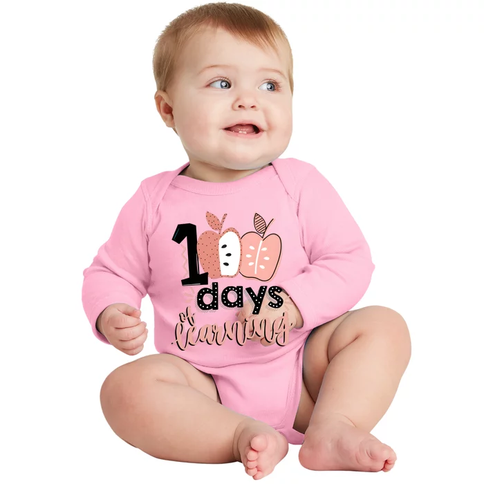 100 Days Of Learning Back To School Baby Long Sleeve Bodysuit