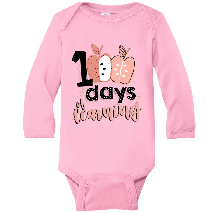 100 Days Of Learning Back To School Baby Long Sleeve Bodysuit