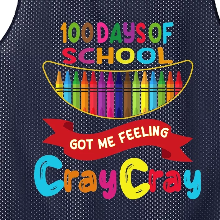 100 Days Of School Got Me Feeling Cray Cray Mesh Reversible Basketball Jersey Tank