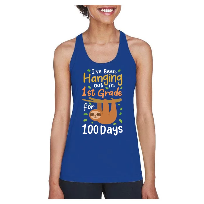 100 Days Of School Sloth 1St Grade Student Cute Gift Women's Racerback Tank