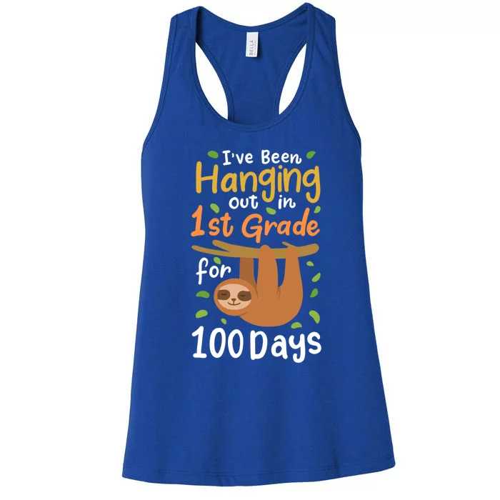 100 Days Of School Sloth 1St Grade Student Cute Gift Women's Racerback Tank