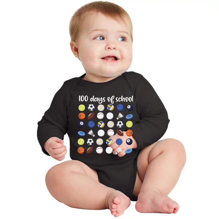 100th Days Of School Pe Teacher Baby Long Sleeve Bodysuit