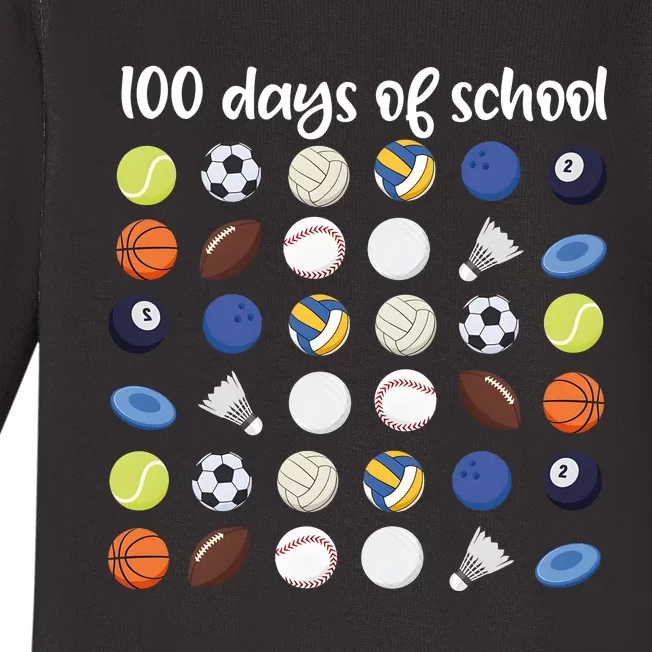 100th Days Of School Pe Teacher Baby Long Sleeve Bodysuit