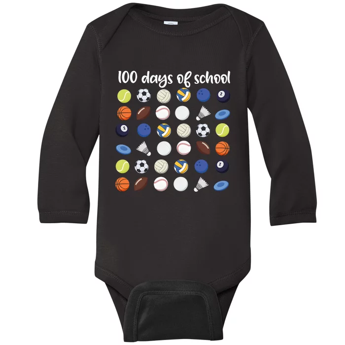 100th Days Of School Pe Teacher Baby Long Sleeve Bodysuit