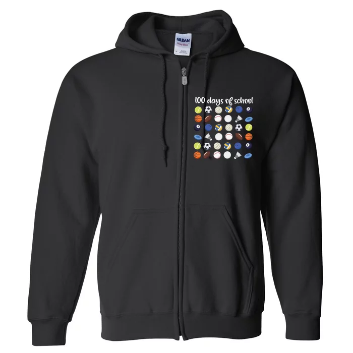 100th Days Of School Pe Teacher Full Zip Hoodie