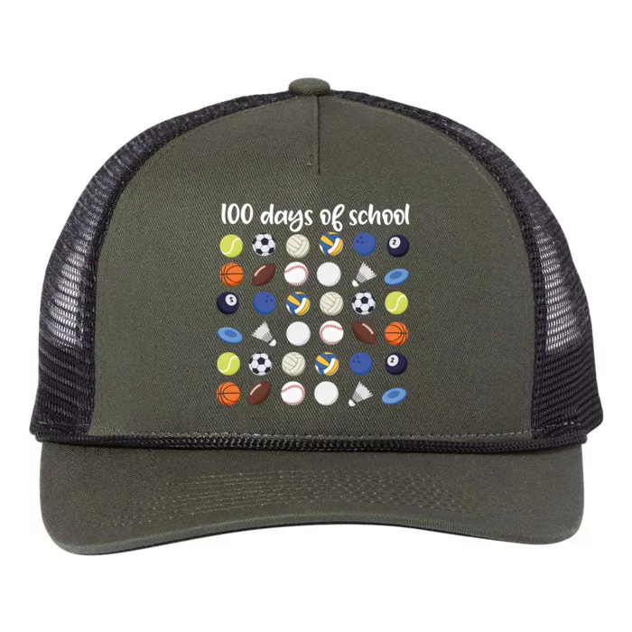 100th Days Of School Pe Teacher Retro Rope Trucker Hat Cap