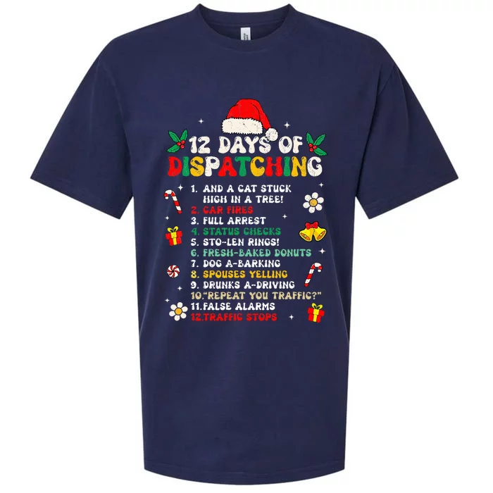 12 Days Of Dispatching Christmas Pajama Xmas Dispatcher Sueded Cloud Jersey T-Shirt