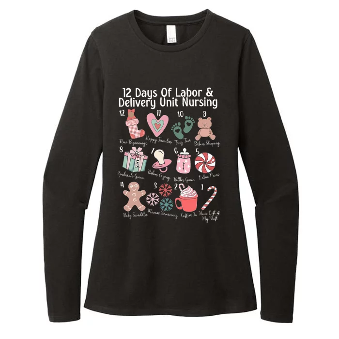 12 Days Of Labor and Delivery Unit Nursing Nurse Christmas Womens CVC Long Sleeve Shirt