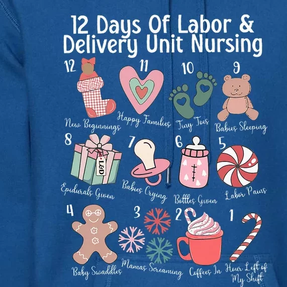 12 Days Of Labor and Delivery Unit Nursing Nurse Christmas Premium Hoodie