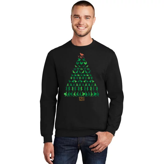 12 Days Of Christmas Tree Classic Holiday Christmas Carol Tall Sweatshirt