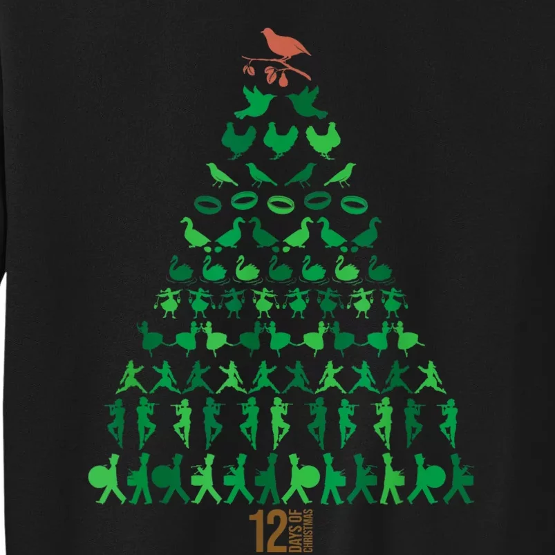 12 Days Of Christmas Tree Classic Holiday Christmas Carol Tall Sweatshirt