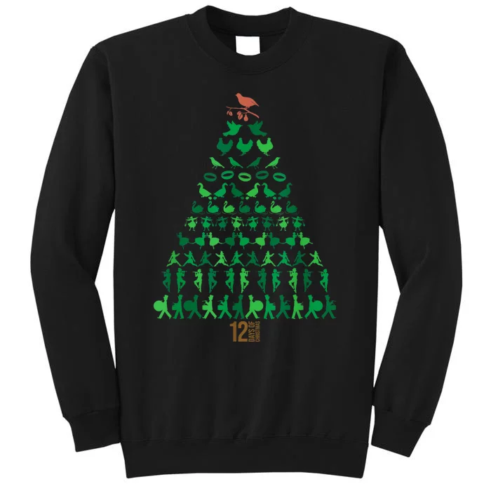 12 Days Of Christmas Tree Classic Holiday Christmas Carol Tall Sweatshirt