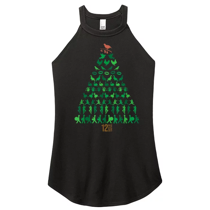 12 Days Of Christmas Tree Classic Holiday Christmas Carol Women’s Perfect Tri Rocker Tank