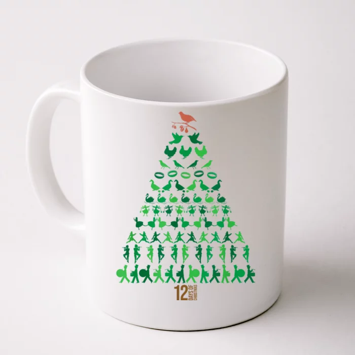 12 Days Of Christmas Tree Classic Holiday Christmas Carol Front & Back Coffee Mug