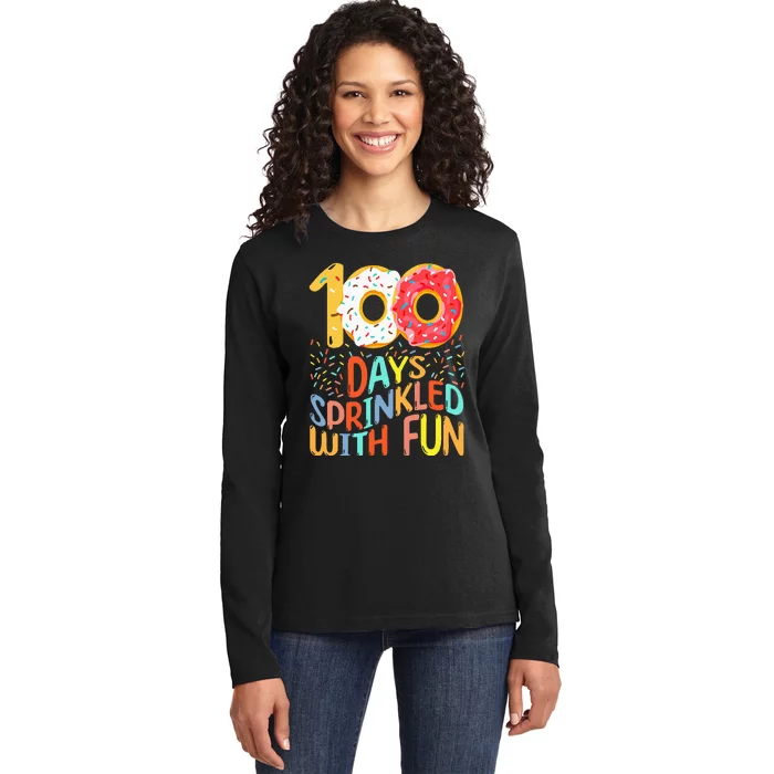 100 Days Of School Kindergarten 100th Day Of Ladies Long Sleeve Shirt